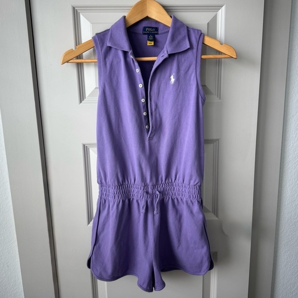 Polo Ralph Lauren girls purple button up romper size medium - Picture 2 of 7